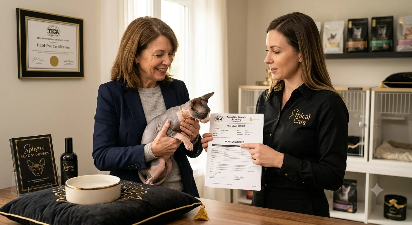 Healthy Sphynx kitten with responsible breeder